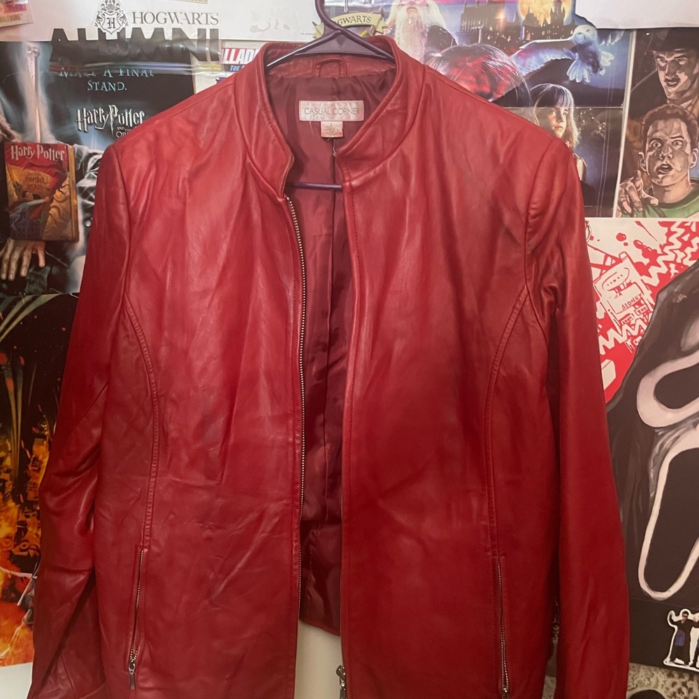 Casual Corner Red Leather Jacket